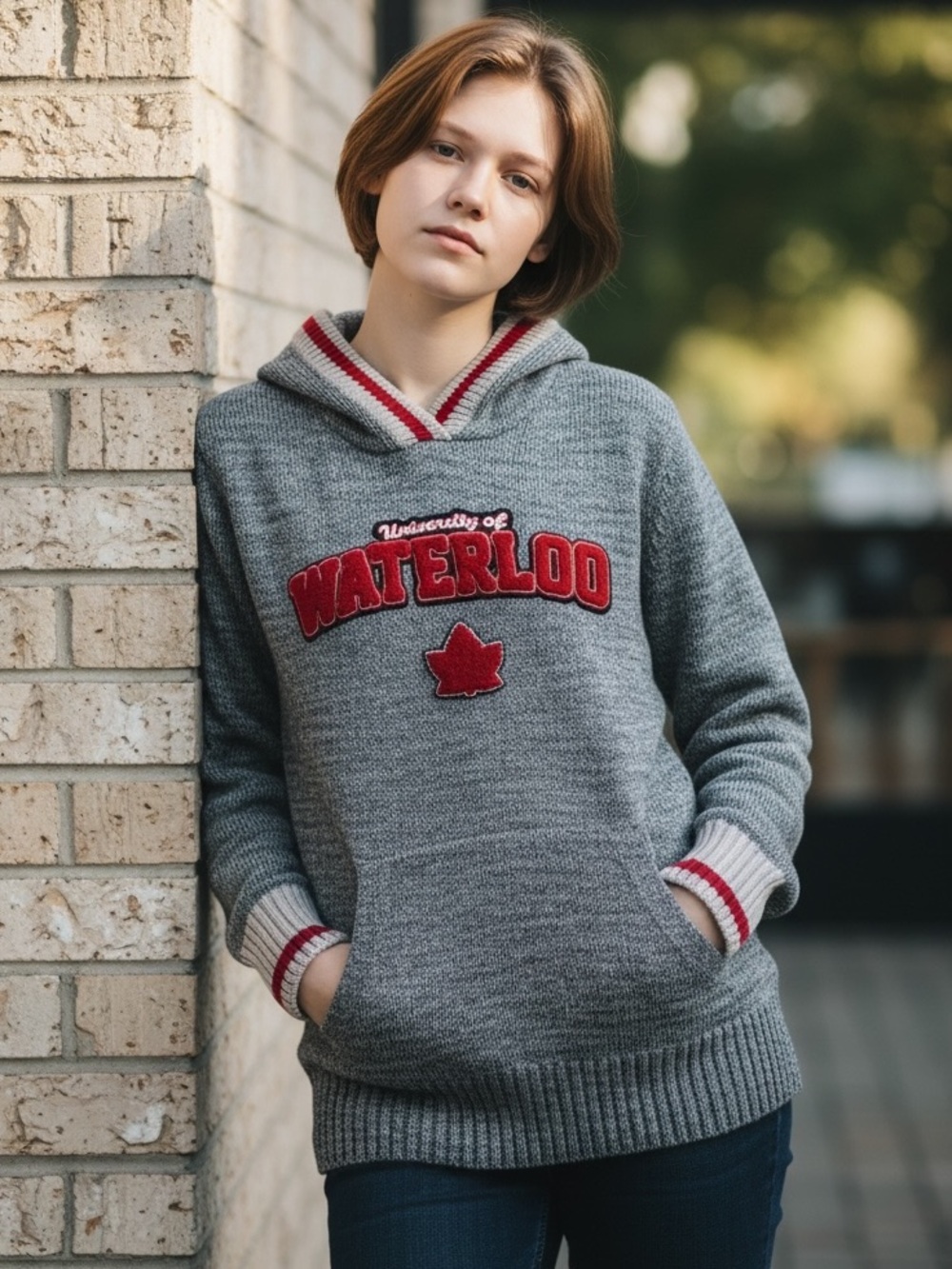 University of Waterloo Canada Women’s M Renu Cabin Sweater Hood 100% Cotton VGUC